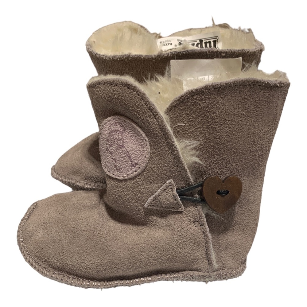 Leather booties Lupilu on fur (genuine suede and sheepskin) Size 3/4